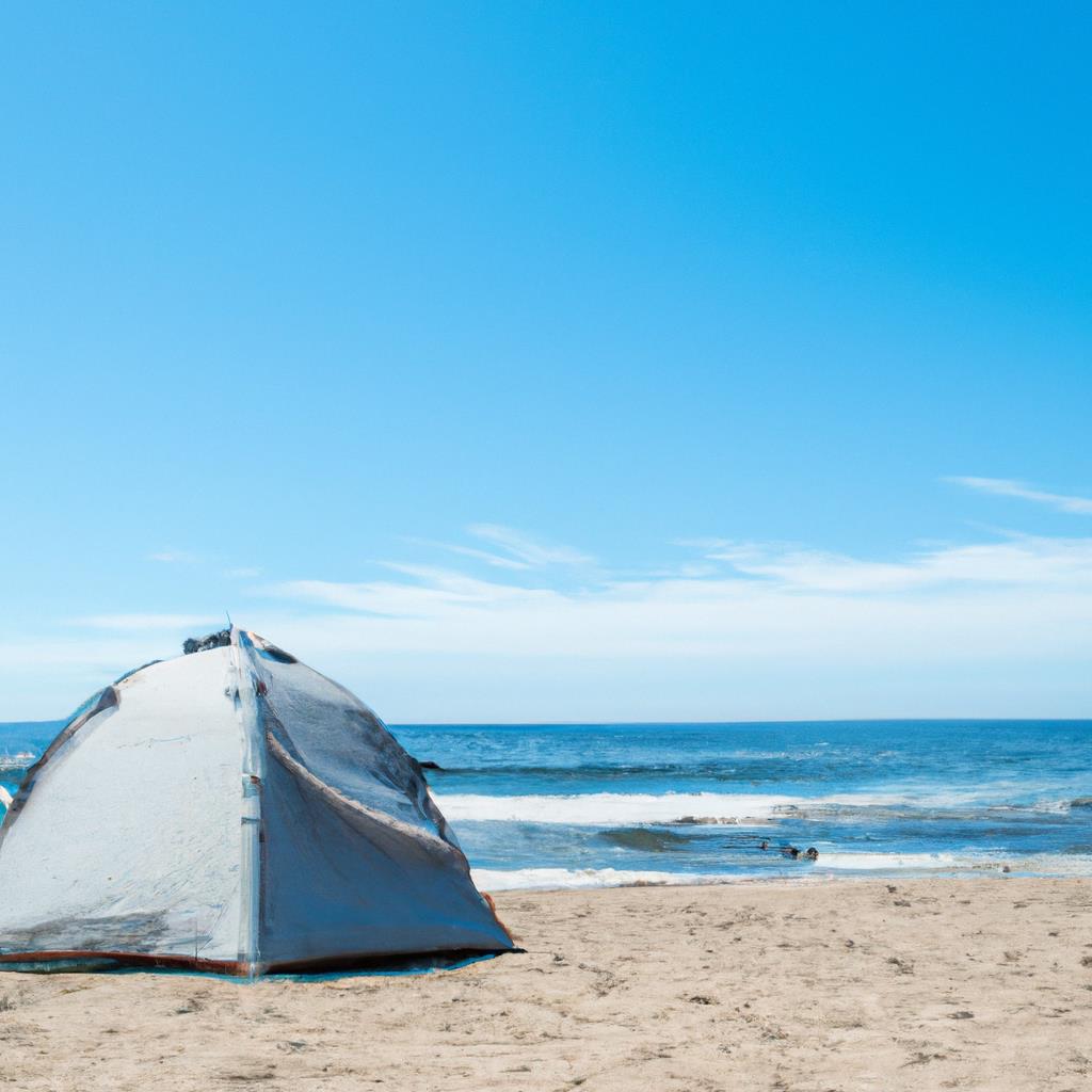 A tenting and camping site in the wilderness, with a roaring campfire surrounded by marshmallows on sticks, a glowing lantern hanging from a tree branch, and a rustic wooden picnic table set for a cozy outdoor meal under the stars.