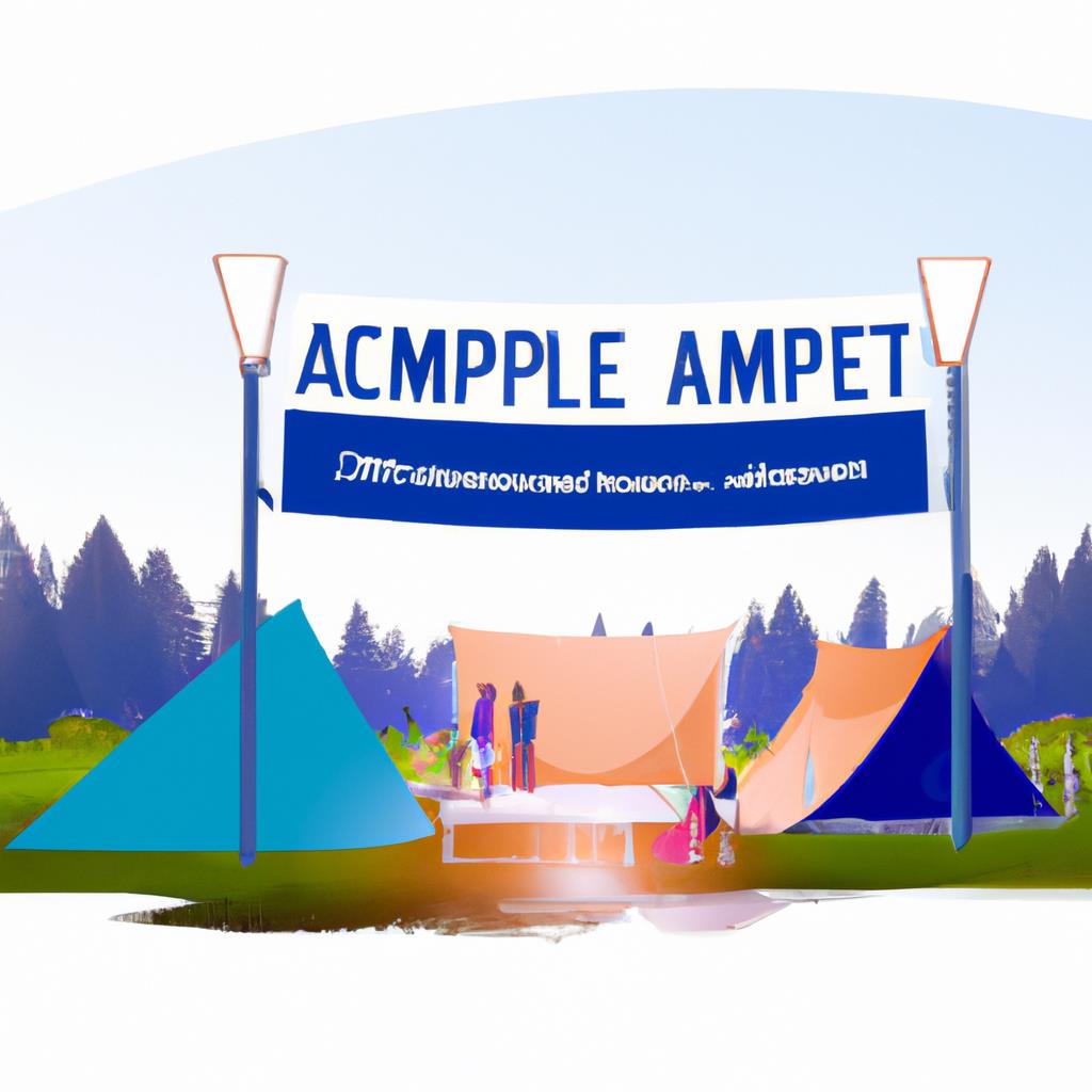 Rustic tenting and camping site with campfire, backpacks, picnic table, lantern, and sleeping bags under starry sky in peaceful wilderness setting surrounded by tall trees and mountains - perfect outdoor adventure getaway.