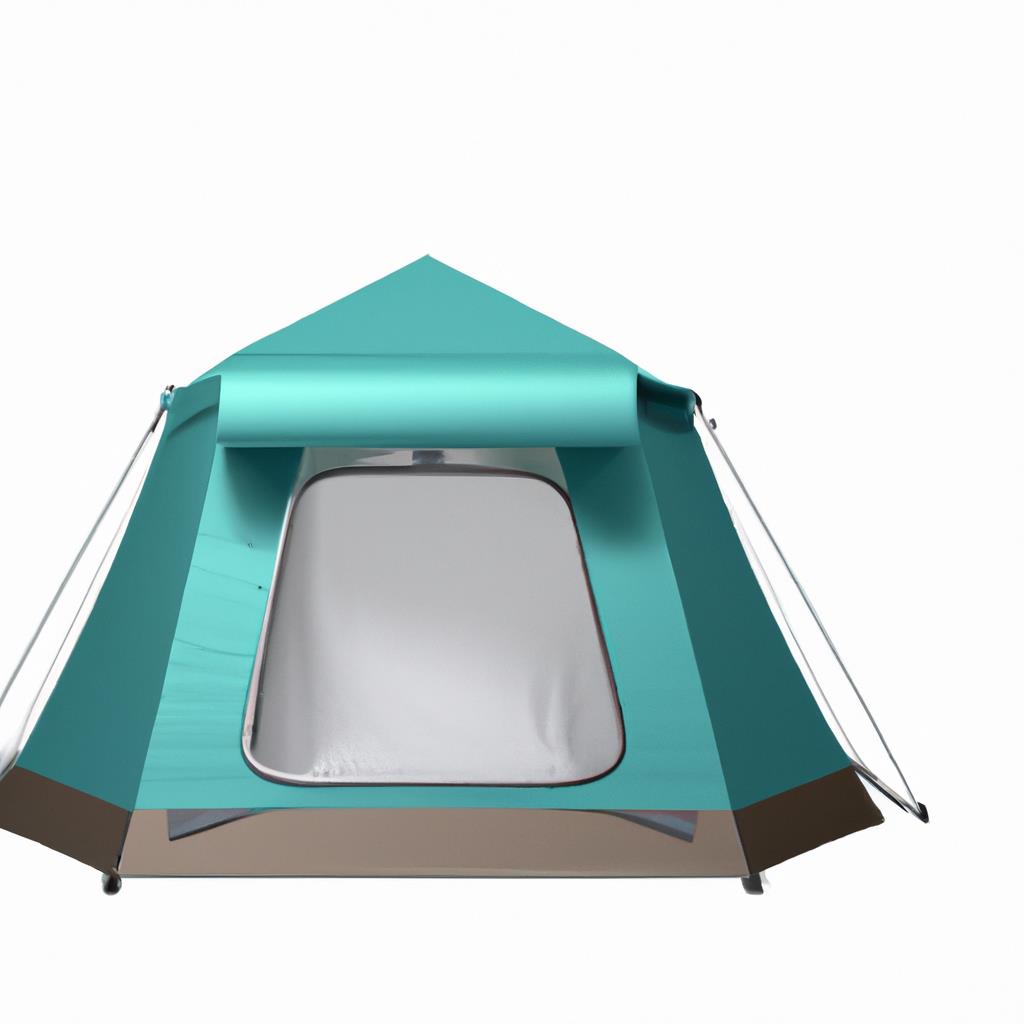 A tenting and camping site with colorful tents pitched on green grass. A roaring bonfire in the center, surrounded by people relaxing in camping chairs. Pine trees in the background. A serene setting for outdoor adventure.